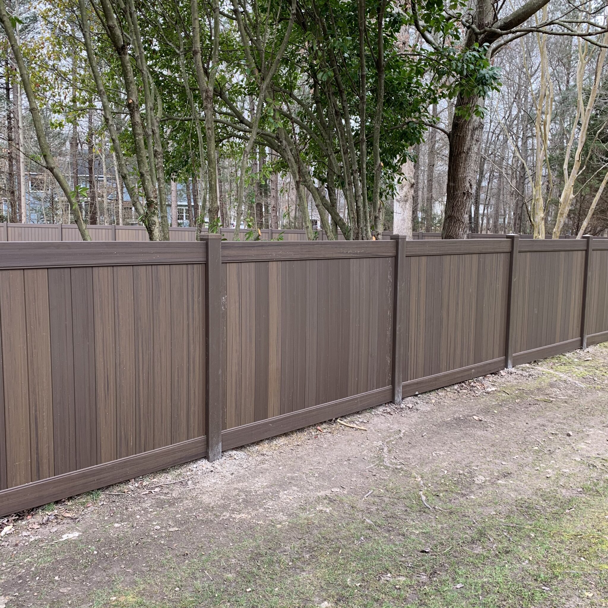 Chestnut brown specialty vinyl fence
