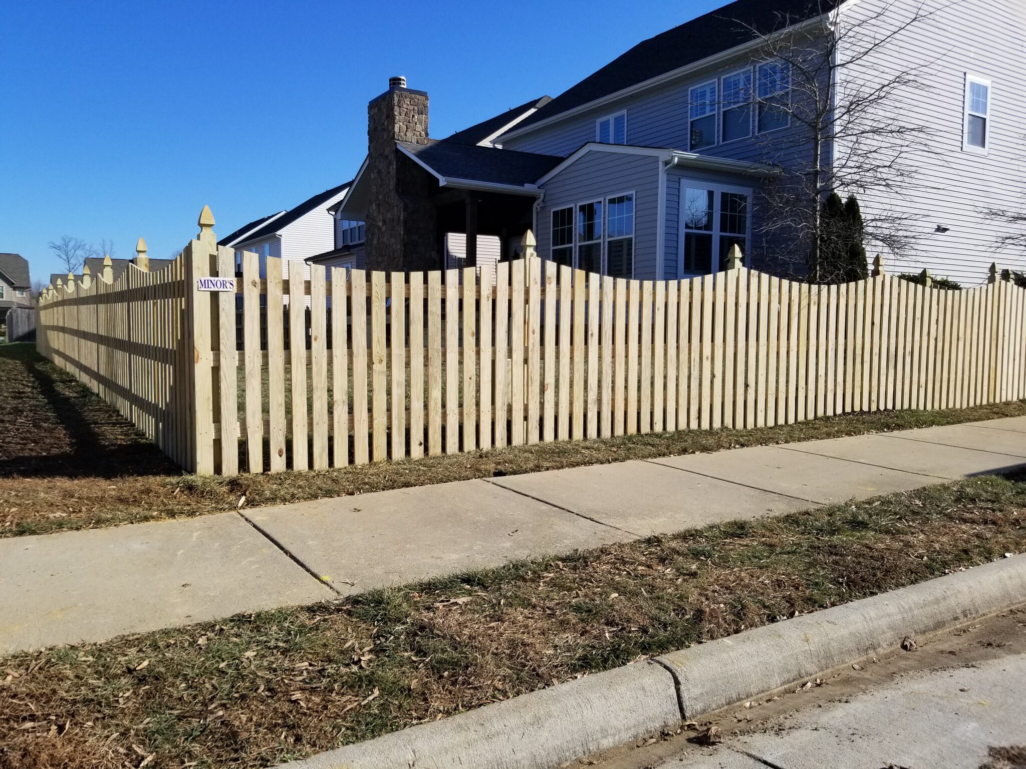 54" wood picket fence